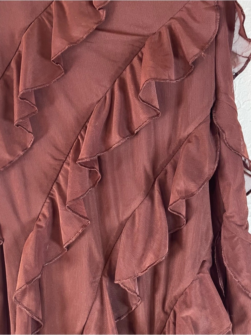 Oh Polly Nevali Bandeau Ruffle Detail Maxi Dress in Brown - Picture 10 of 15